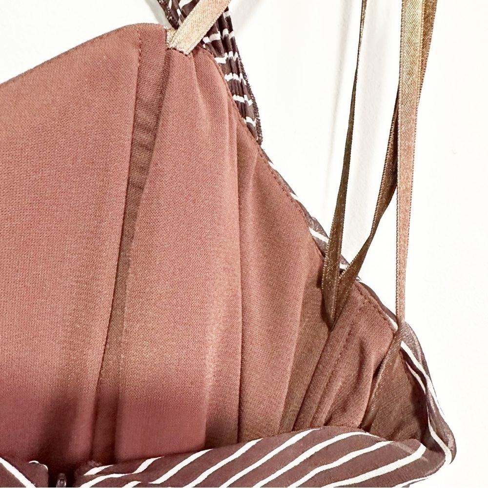 BCBG 100% Silk Brown Dress with White Stripe Size 4 - Picture 7 of 10